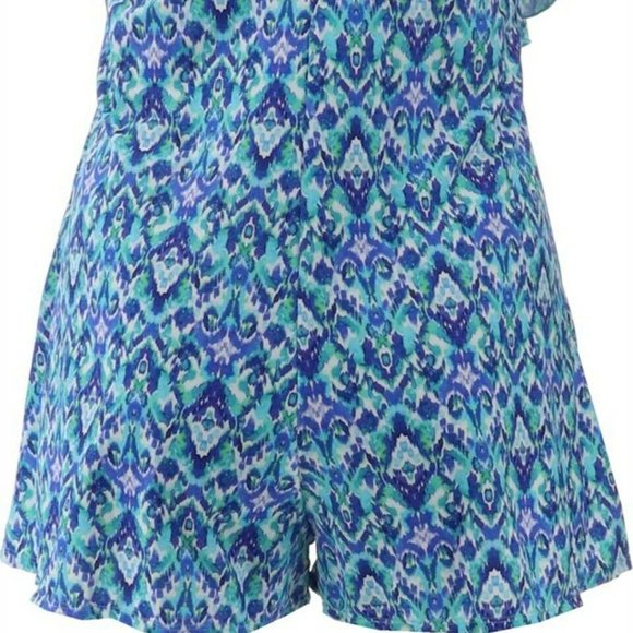 NWT $118 Fit 4 U Diagonal Ruffle Romper Blue - Picture 2 of 4